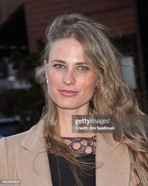 Model Julie Henderson attends The Cinema Society Screening of "Captain America: The Winter Soldier" Screening at Tribeca Grand Hotel on March 31,...