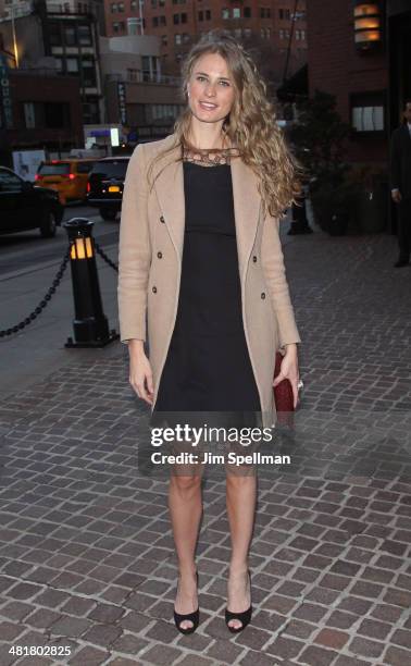 Model Julie Henderson attends The Cinema Society Screening of "Captain America: The Winter Soldier" Screening at Tribeca Grand Hotel on March 31,...