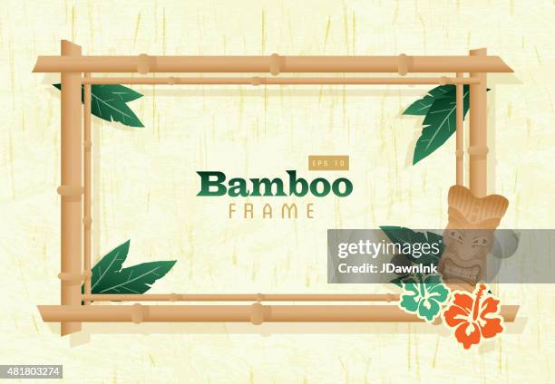 bildbanksillustrationer, clip art samt tecknat material och ikoner med retro wooden bamboo frame - bambu gräsfamiljen