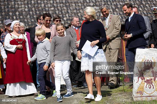 Prince Sverre Magnus of Norway, Princess Ingrid Alexandra of Norway, Crown Princess Mette-Marit of Norway and Crown Prince Haakon of Norway Attend...