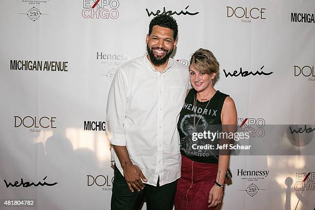 Hebru Brantley and Angi Taylor attend Michigan Avenue Magazine's Art Of The City Issue Release Celebration With Cover Artist Hebru Brantley At Dolce...