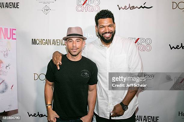Billy Dec and Hebru Brantley attend Michigan Avenue Magazine's Art Of The City Issue Release Celebration With Cover Artist Hebru Brantley At Dolce...
