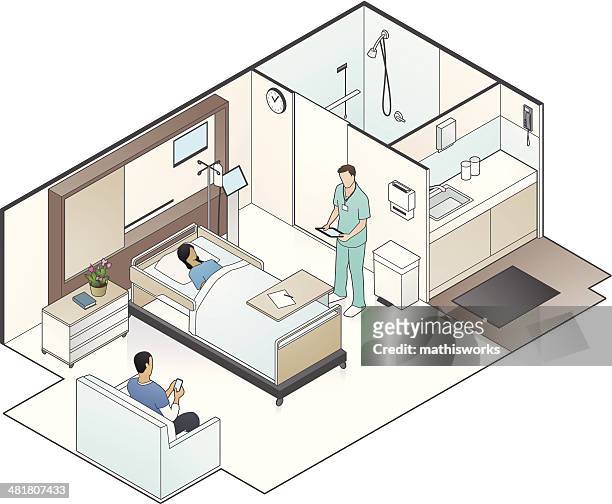 hospital room illustration - mathisworks rooms stock illustrations