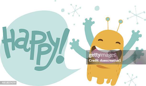 happy funny monster - character animation stock illustrations