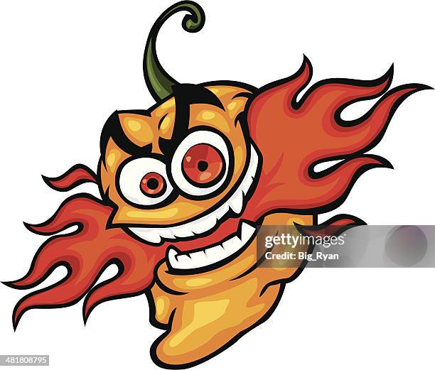 ilustraciones, imágenes clip art, dibujos animados e iconos de stock de historieta pimiento habanero - pimiento habanero