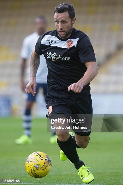 Scott McDonald of Motherwell in action and debut at the Pre Season Friendly between Motherwell and Preston North End at the City Stadium on July...