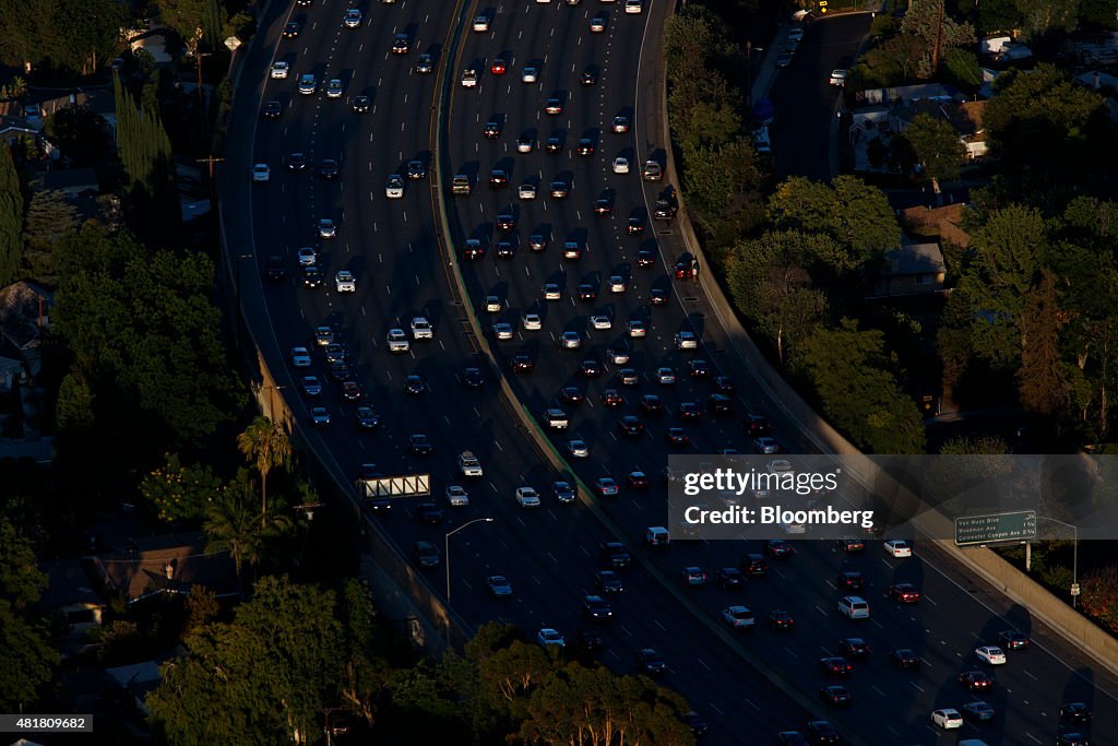 Aerial Views Of Rush Hour Traffic