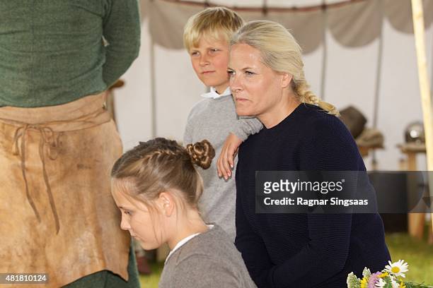 Princess Ingrid Alexandra of Norway, Prince Sverre Magnus of Norway and Crown Princess Mette-Marit of Norway Attend The Saint Olav Festival on July...