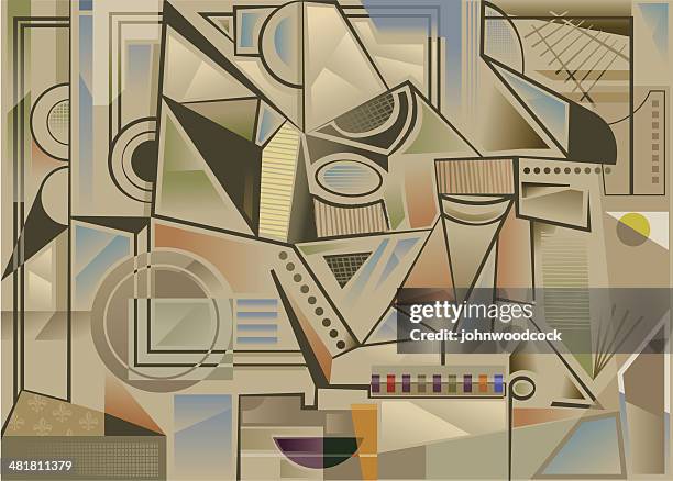 ilustraciones, imágenes clip art, dibujos animados e iconos de stock de fondo de cubist - cubismo