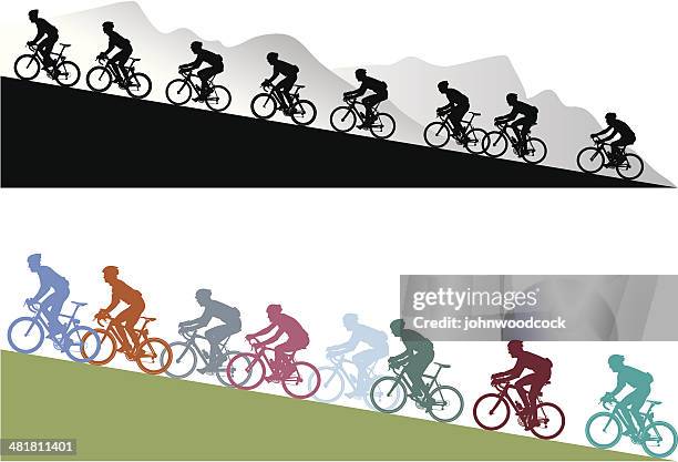 ilustraciones, imágenes clip art, dibujos animados e iconos de stock de hill climb - bicicleta montaña