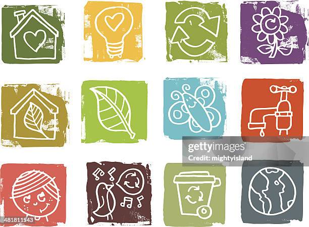 recycling block icons - faucet vector stock illustrations