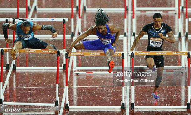 Jason Richardson of the United States competes in the Mens 110m Hurdles Heat B during day one of the Sainsbury's Anniversary Games at The Stadium -...