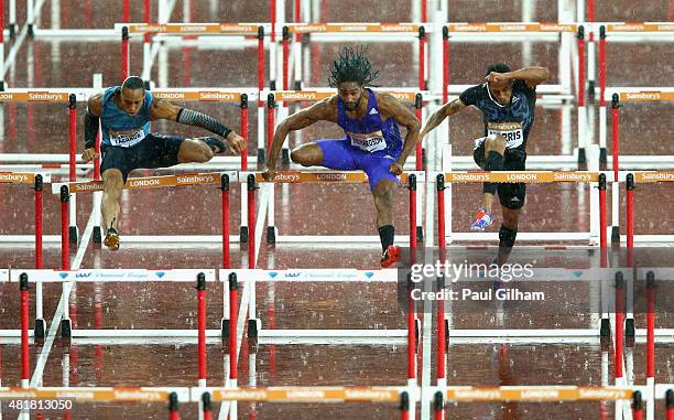 Jason Richardson of the United States competes in the Mens 110m Hurdles Heat B during day one of the Sainsbury's Anniversary Games at The Stadium -...