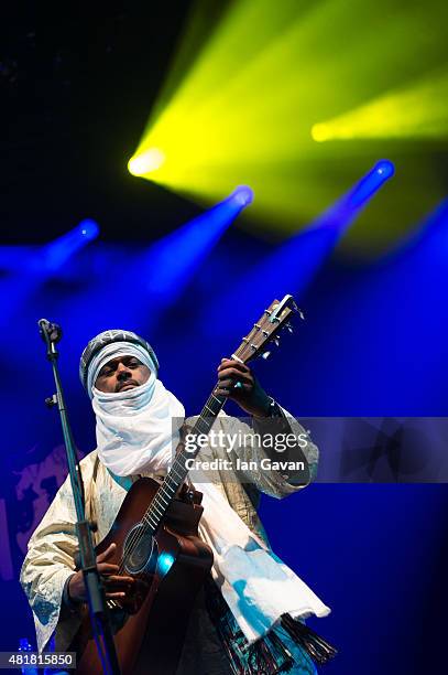 Tinariwen" perform in the Siam Tent on day 1 of the WOMAD Festival at Charlton Park on July 24, 2015 in Wiltshire, England.