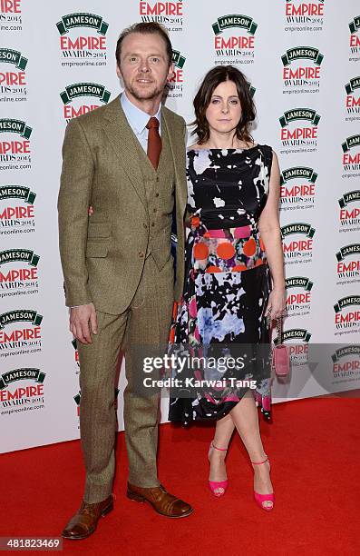 Simon Pegg and wife Maureen attend the Jameson Empire Film Awards at Grosvenor House on March 30, 2014 in London, England.