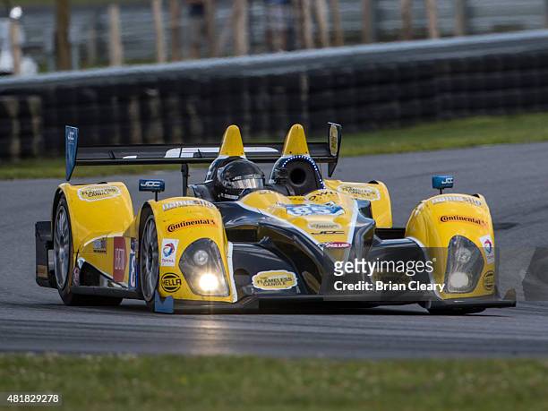 The ORECA FLM09 of Stephen Simpson and Mikhail Goikhberg sits is shown in action during practice for the Northeast Grand Prix at Lime Rock Park on...