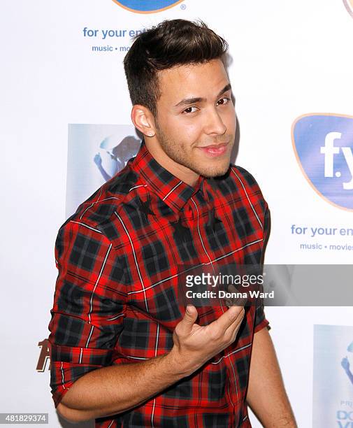 Prince Royce poses before greeting fans at the "Double Vision" album release event at Hard Rock Cafe Yankee Stadium on July 24, 2015 in New York City.