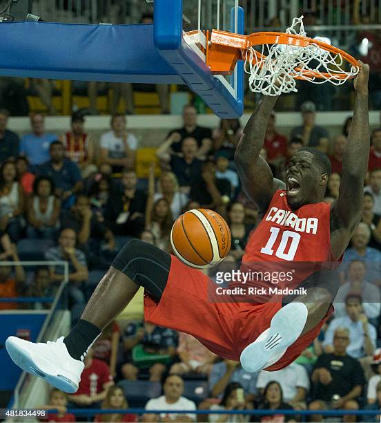 Canada's Anthony Bennett with a massive slam late in the game. Men's basketball, Semi final round action, between Canada and USA, in 2nd half action...
