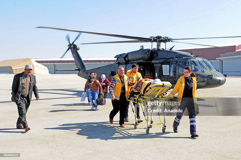 Military helicopter transport ill people