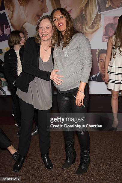 Cecile Telerman and Karole Rocher attend the 'Les Yeux Jaunes Des Crocodiles' Paris Premiere at Cinema Gaumont Marignan on March 31, 2014 in Paris,...