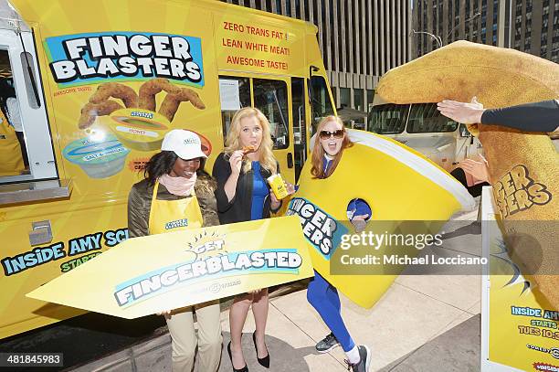 Comedian Amy Schumer promotes her "Finger Blaster" sketch From season 2 of Comedy Central's "Inside Amy Schumer" on April 1, 2014 in New York City.