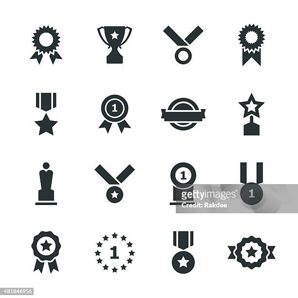 award silhouette icons - championship ribbon stock illustrations