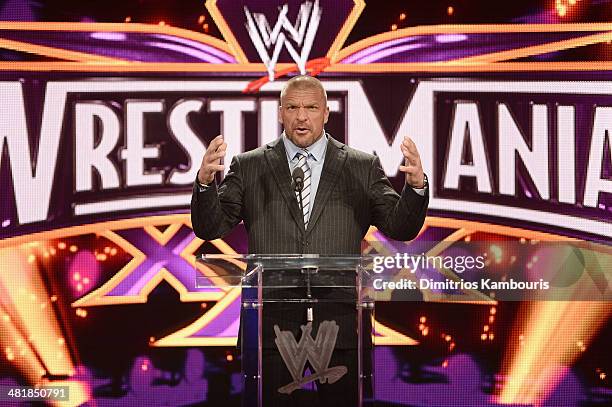 Triple H attends the WrestleMania 30 press conference at the Hard Rock Cafe New York on April 1, 2014 in New York City.