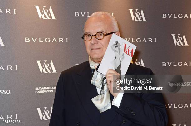 Manolo Blahnik attends a private dinner celebrating the Victoria and Albert Museum's new exhibition 'The Glamour Of Italian Fashion 1945 - 2014' at...