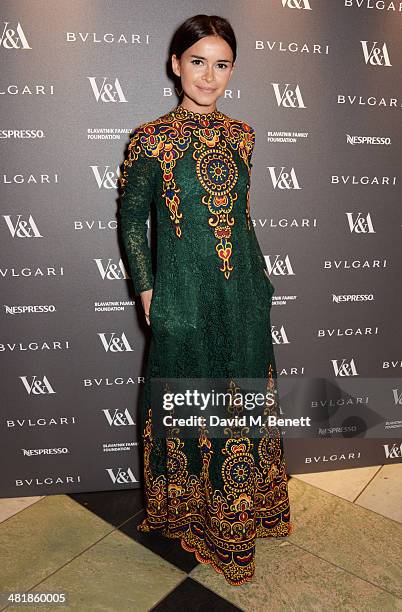 Mira Duma attends a private dinner celebrating the Victoria and Albert Museum's new exhibition 'The Glamour Of Italian Fashion 1945 - 2014' at...