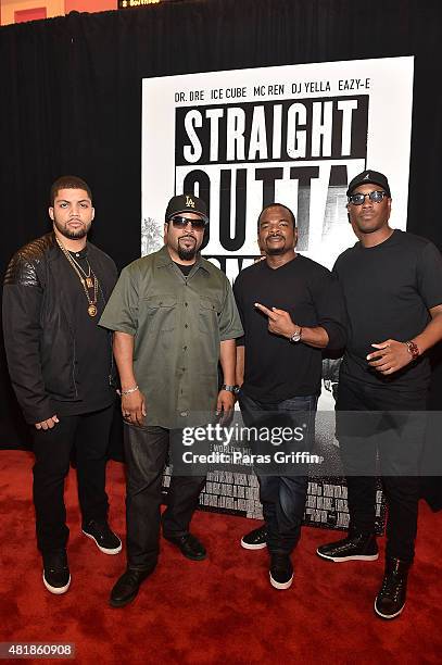 Shea Jackson Jr., Ice Cube, F. Gary Gray, and Corey Hawkins attend "Straight Outta Compton" VIP Screening With Director/ Producer F. Gary Gray,...