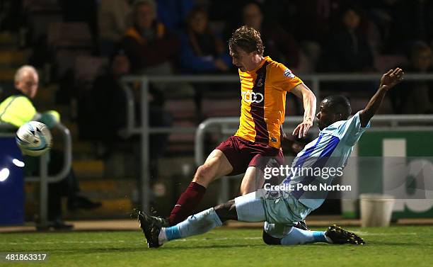 Stephen Darby of Bradford City contests the ball with Mark Marshall of Coventry City during the Sky Bet League One match between Covenrty City and...