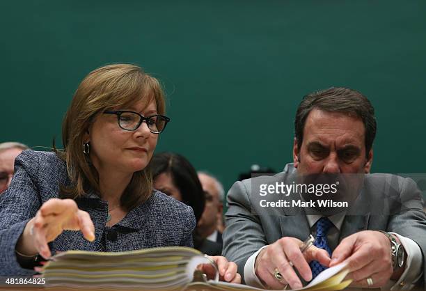 General Motors Company CEO Mary Barra testifies during a House Energy and Commerce Committee hearing on Capitol Hill, on April 1, 2014 in Washington,...