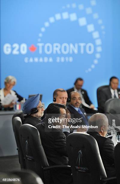 Japanese Prime Minister Naoto Kan attends a session of the G20 Summit on June 27, 2010 in Toronto, Canada.