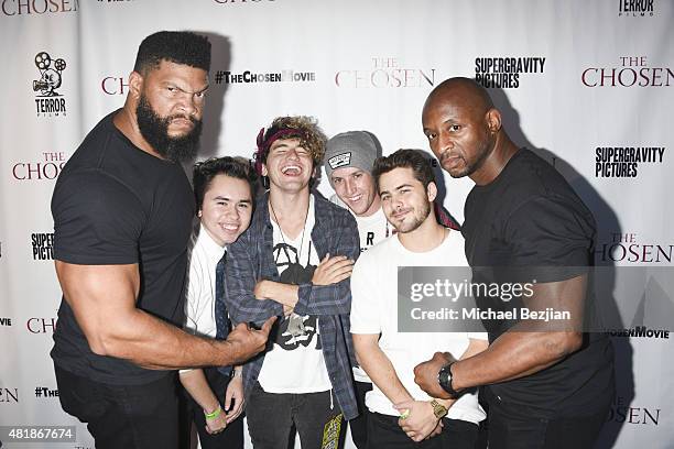 Mars Crain, Joseph Hernandez, J.C Caylen, Corey La Barrie, Dominic DeAngelis and Liron Wilson arrive at the world premiere of the movie "THE CHOSEN"...