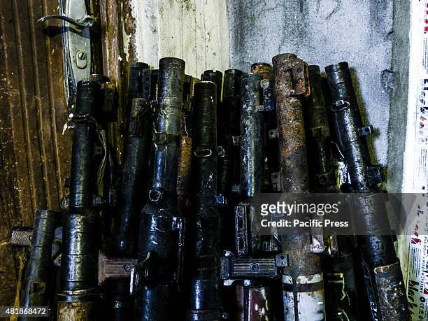Various weapons inside the shop of Ibrahim Hassan . Ibrahim Hassan was born on 1973 in Korea. He is a gunsmith and an armorer from 1993 until 2013 by...