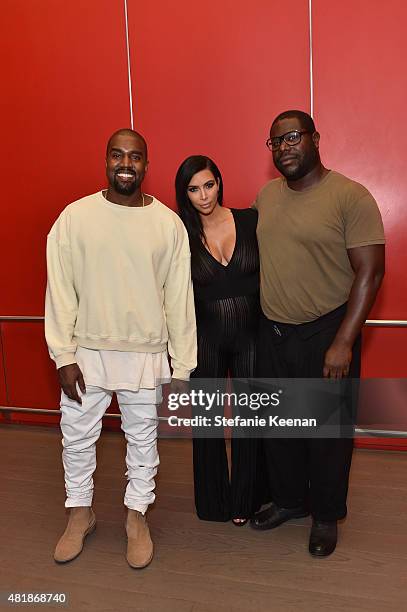 Kayne West, Kim Kardashian and Steve McQueen attend LACMA Director's Conversation With Steve McQueen, Kanye West, And Michael Govan About "All Day/I...