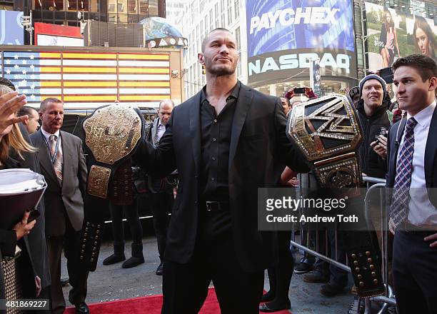 World Heavyweight Champion Randy Orton attends the WrestleMania 30 press conference at the Hard Rock Cafe New York on April 1, 2014 in New York City.