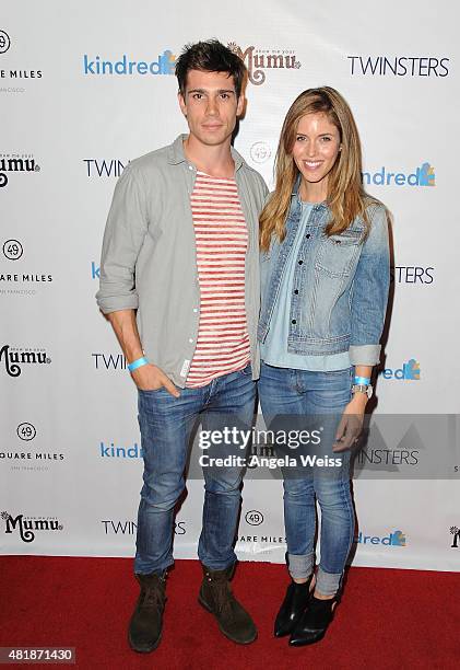 Actors Tanner Novlan and Kayla Ewell attend Twinsters Los Angeles Premiere hosted by The Kindred Foundation for Adoption at Confession on July 24,...