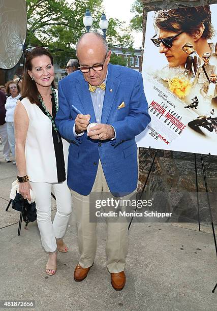 Judith Giuliani and Rudy Giuliani attend the "Mission: Impossible - Rogue Nation" Special Screening Hosted By Alec Baldwin, Arrivals at United...