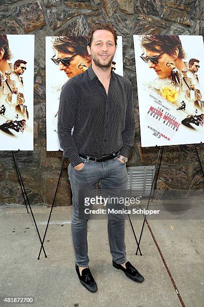 Derek Blasberg attends the "Mission: Impossible - Rogue Nation" Special Screening Hosted By Alec Baldwin, Arrivals at United Artists East Hampton...