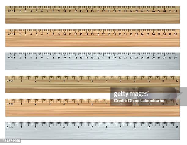 set of rulers in inches and centimetres - rules stock illustrations