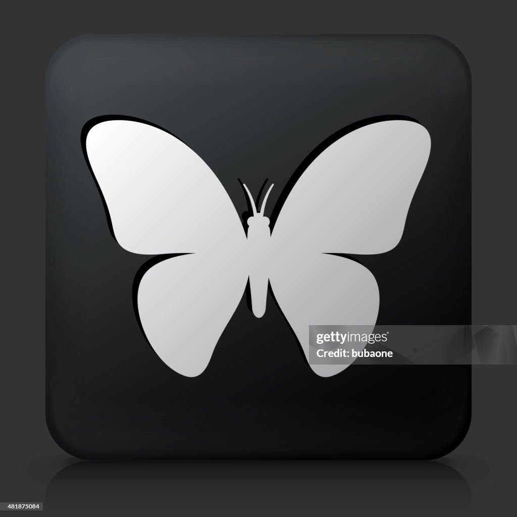 Butterfly Button Example Black Square Button With Butterfly High-Res Vector Graphic - Getty Images