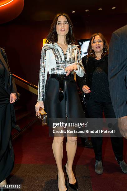 Actress Jennifer Connelly attends the Paris premiere of "Noah" directed by Darren Aronofsky at Cinema Gaumont Marignan on April 1, 2014 in Paris,...