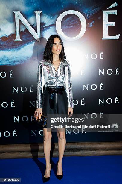 Actress Jennifer Connelly attends the Paris premiere of "Noah" directed by Darren Aronofsky at Cinema Gaumont Marignan on April 1, 2014 in Paris,...