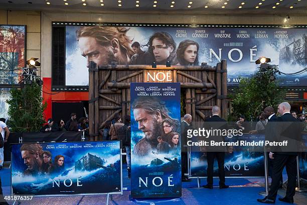 View of the Cinema Gaumont Marignan prior to the Paris premiere of "Noah" directed by Darren Aronofsky on April 1, 2014 in Paris, France.