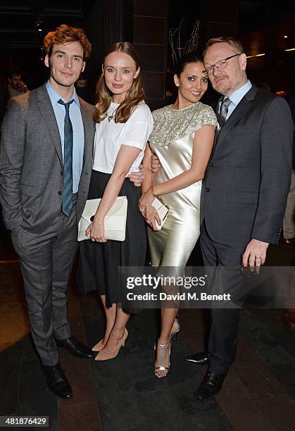 Sam Claflin, Laura Haddock, Allegra Riggio and Jared Harris attend an after party following the World Premiere of "The Quiet Ones" at Mint Leaf...