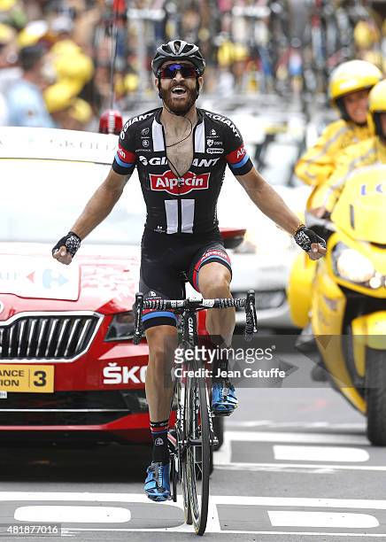 Simon Geschke of Germany and Team Giant-Alpecin celebrates winning stage seventeenth of the 2015 Tour de France, a 161 km stage from Digne-Les-Bains...