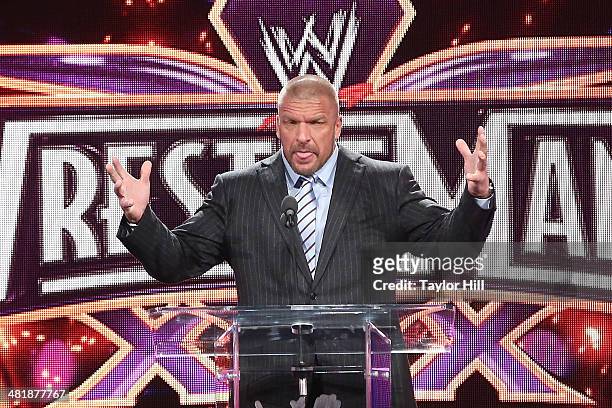 Triple H attends the WrestleMania 30 press conference at the Hard Rock Cafe New York on April 1, 2014 in New York City.