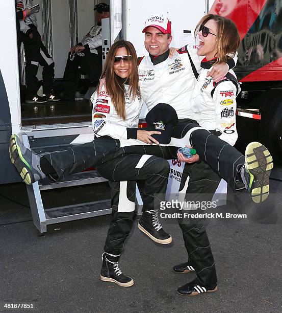 Actress Vanessa Marcil, actor Colin Egglesfield, and actress Tricia Helfer attend the 37th Annual Toyota Pro/Celebrity Race Practice Day on April 1,...