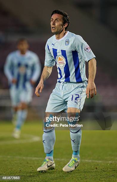 David Prutton of Coventry City in action during the Sky Bet League One match between Coventry City and Bradford City at Sixfields Stadium on April 1,...